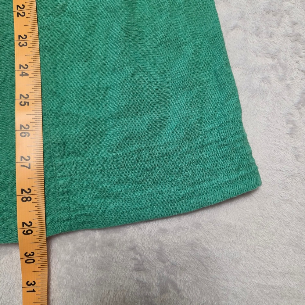 Cottagecore Boho Green Linen Blend Button Front A Line Midi Skirt XS Coastal - Picture 5 of 7